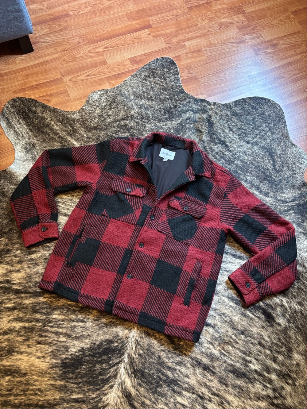 Goodfellow & Co Mens Plaid Heavy Collared Jacket, Size Large